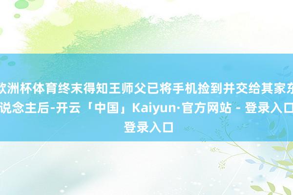 欧洲杯体育终末得知王师父已将手机捡到并交给其家东说念主后-开云「中国」Kaiyun·官方网站 - 登录入口